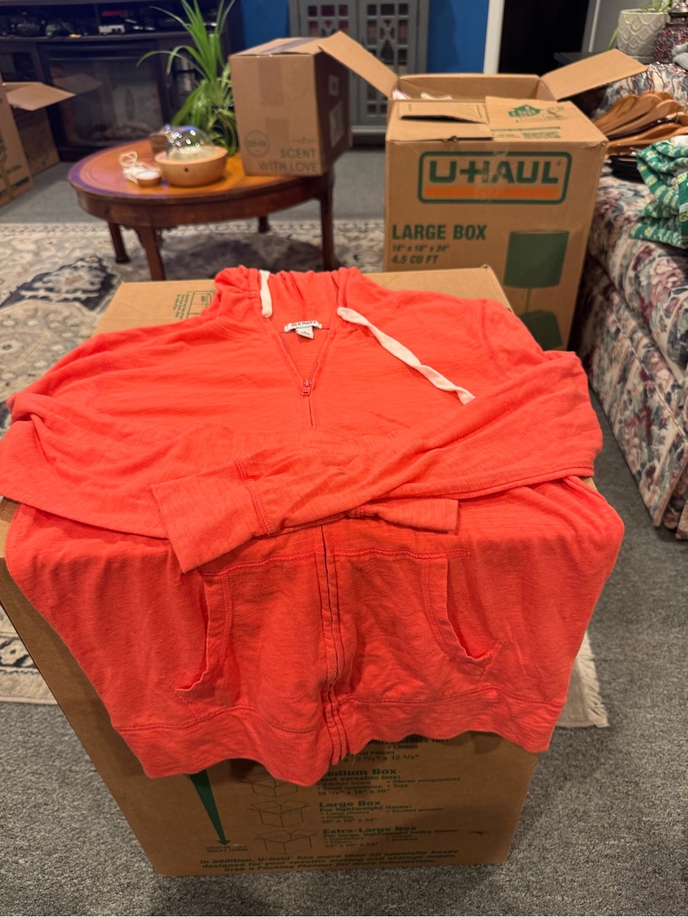 Old Navy Coral Zip-Up Hoodie with Drawstrings